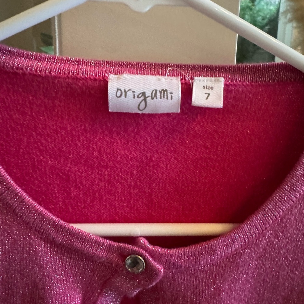 Origami Pink Sparkly Ruffle Sweater - Picture 6 of 6